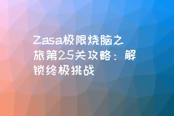 Zasa极限烧脑之旅第25关攻略：解锁终极挑战